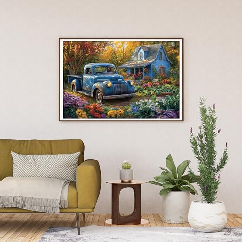 14ct Counted Cross Stitch Kits for Adults Car Garden House Printed Stamped Cross Stitch Patterns Kits Cross Stitch Supplies