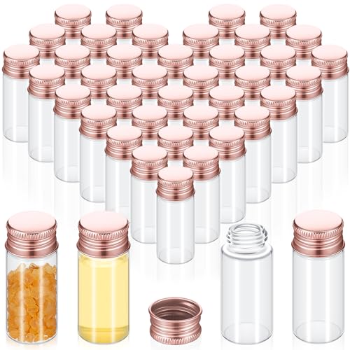 100 Pcs Small Clear Vials Spice Mini Jars with Lids Mini Glass Bottles with Screw Aluminum Metal Caps Tiny Jars Sample Containers for Powder Cream Cosmetic Jewelry Wedding (100 Count)