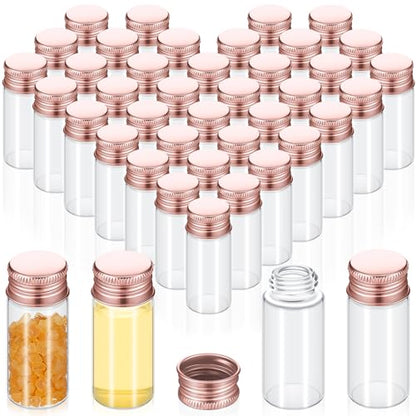 100 Pcs Small Clear Vials Spice Mini Jars with Lids Mini Glass Bottles with Screw Aluminum Metal Caps Tiny Jars Sample Containers for Powder Cream Cosmetic Jewelry Wedding (100 Count)