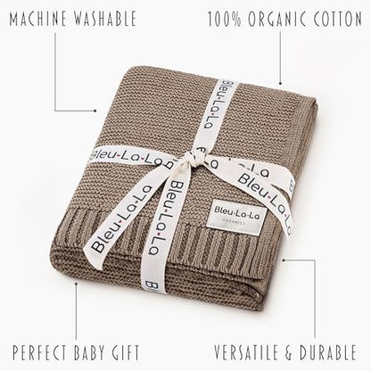 100% Organic Cotton Heritage Knit Textured Baby Blanket