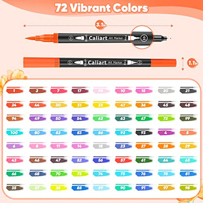 72 Colors Double Tip Brush Pen Art Markers for Adult Coloring Books (72 Count)