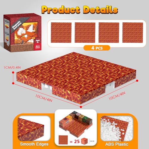4PCS 4" x 4" Magnetic Building Block Base Plates for Kids