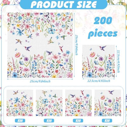 200 Pieces Summer Floral Cocktail Napkins 2