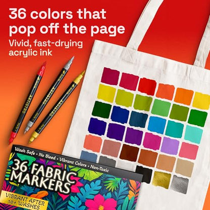 36 Fabric Markers for Clothes and Textiles (36 Count)