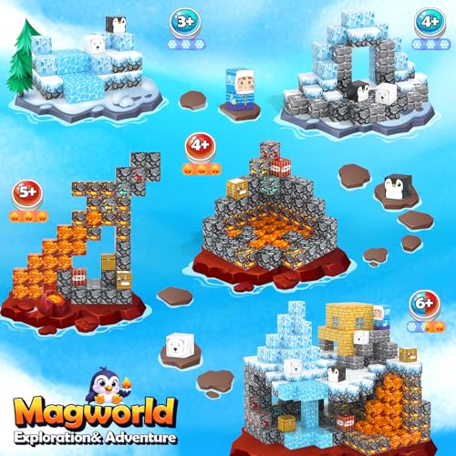 110PCS Large Magnetic Blocks Ice Fire World Magnet Building Toys for Kids (110 Count)