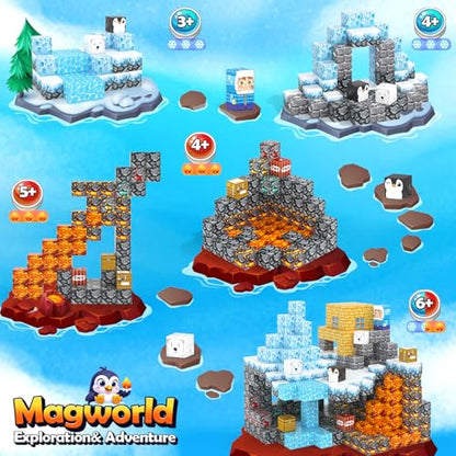 110PCS Large Magnetic Blocks Ice Fire World Magnet Building Toys for Kids (110 Count)