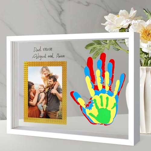 Horizontal White Family Handprint Kit 3D Frame New Parents Gift