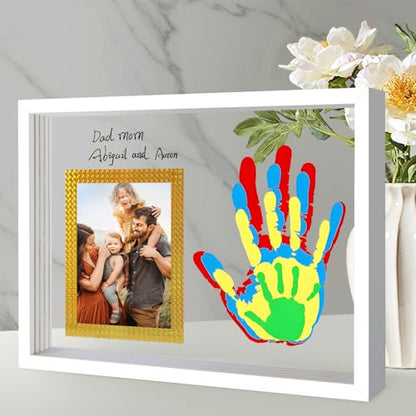 Horizontal White Family Handprint Kit 3D Frame New Parents Gift