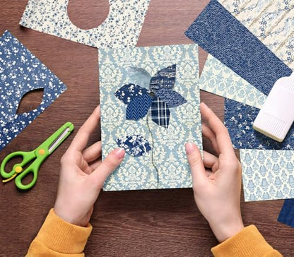 6 Inch Blue Floral Aesthetic Scrapbooking Paper Pad (24 Count)