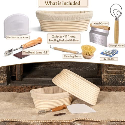11" Oval Banneton Proofing Basket Set of 2