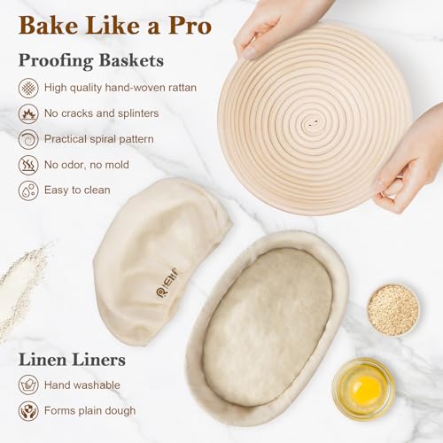 Sourdough Starter Kit with Banneton Bread Proofing Basket Set