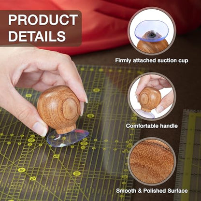 Ruler Knob Wooden Handle with Strong Suction Cup Grip