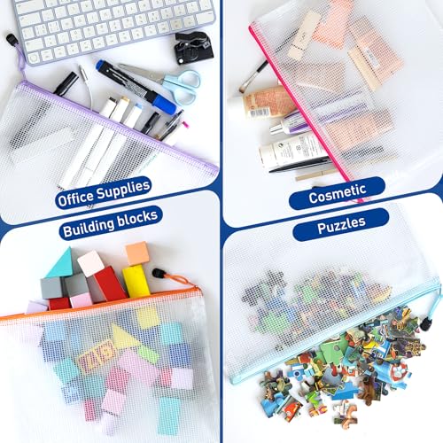 9pcs A4 Mesh Zipper Pouch Bags (9 Count)