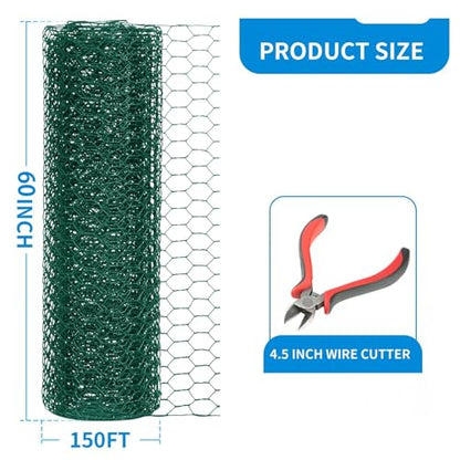 60'' x 150' Green Chicken Wire Fencing