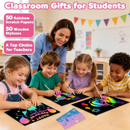 100PCS Rainbow Scratch Paper Art Gifts