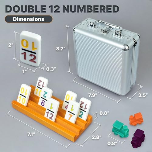 Mexican Train Dominoes Set with Numbers and 4 Holders