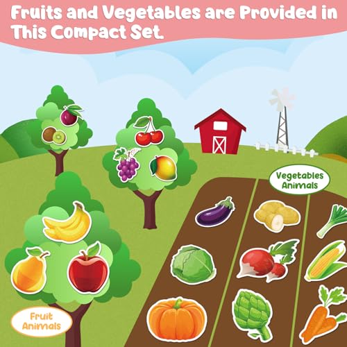 90 Pcs Vegetables & Fruits Felt Board Story Pieces Set for Toddlers (90 Count)
