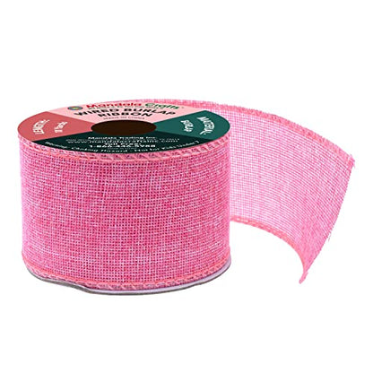 2 1 2 Inch Wide Pink Wired Burlap Ribbon for Crafts