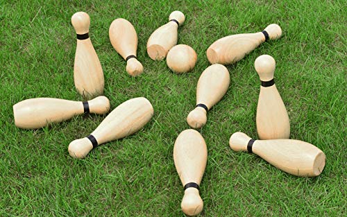 Outdoor Giant Lawn Bowling Games Wooden Lawn Set Fun Sports Games Medium (12 Count)