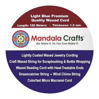 1.5mm Light Blue Waxed Cord