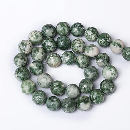 60pcs 6mm Natural Green Spot Stone Stone Beads for Jewelry Making Loose Spacer Round Beads DIY Bracelets Necklaces 15"