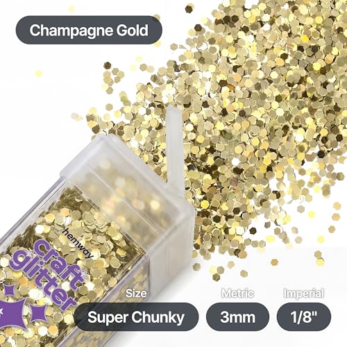 Craft Glitter Shaker Champagne Gold 110g Super Chunky (3.9 Ounce)