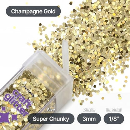 Craft Glitter Shaker Champagne Gold 110g Super Chunky (3.9 Ounce)