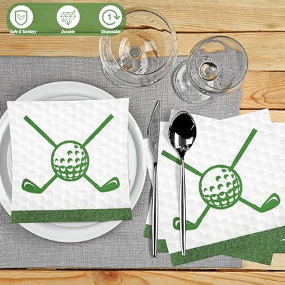 48 Pieces Golf Napkins 13 x 13 Inches Hole in One First Napkins Disposable Golf Cocktail Beverage Paper Napkins for Golf Themed Party Decorations Sports Party Supplies (48 Count)