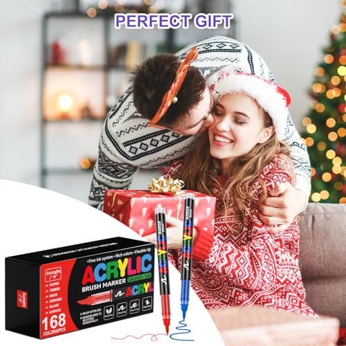 Acrylic Paint Markers for Coloring 168 Colors with 30% More Ink (168 Count)