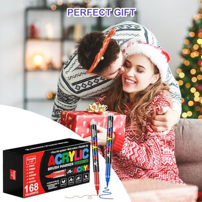 Acrylic Paint Markers for Coloring 168 Colors with 30% More Ink (168 Count)