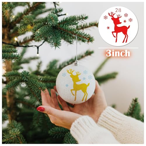 30pcs Small Christmas Stencils for Painting on Wood Reusable Drawing Merry Christmas Stencil 3 Inch Stencils for Ornament DIY Crafts Xmas Balls Home Décor (30 Count)