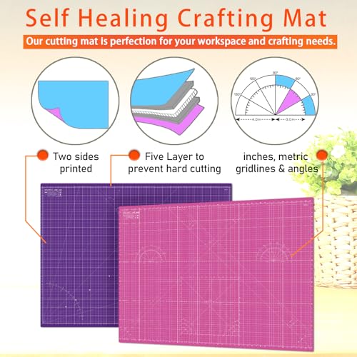 Self Healing Cutting Mat A3 12"x 18" Double Sided Pink Mat