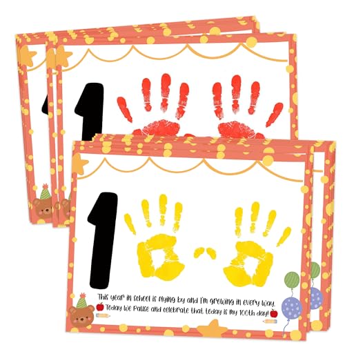 100th Day of School Handprint DIY Craft Greeting Cards