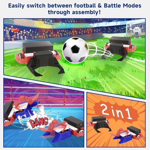 2-in-1 Football & Battle Robot Car Kit, ESP32 APP-Remote Control Battlebolt Car Fighting Robot Toy for Kids Wireless Gameplay Robotics STEM Science Kit Birthday Gift for Boys Girls Age 8+ (One Kit)
