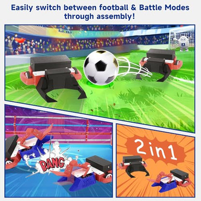 2-in-1 Football & Battle Robot Car Kit, ESP32 APP-Remote Control Battlebolt Car Fighting Robot Toy for Kids Wireless Gameplay Robotics STEM Science Kit Birthday Gift for Boys Girls Age 8+ (One Kit)
