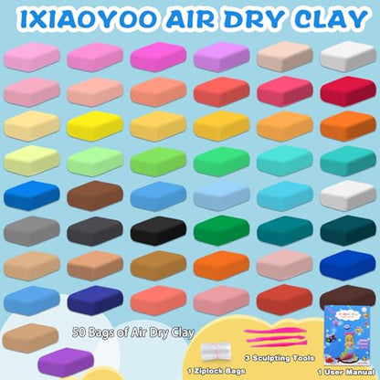 Air Dry Clay 50 Colors Foam Modeling Clay for School Projects (50 Count)