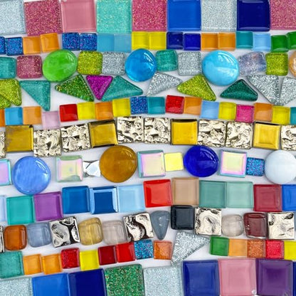 1.1 LB Irregular Glass Mosaic Tiles for Creative Crafts (17.6 Ounce)
