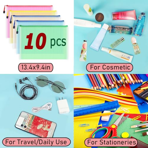 10 Pcs Zipper File Bags (10 Count)