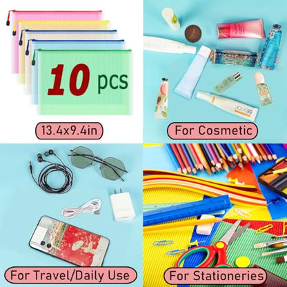 10 Pcs Zipper File Bags (10 Count)