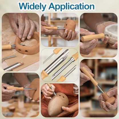 4 Pcs Clay Hole Cutters Sculpting Tools Set for Pottery