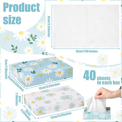 24 Packs 960 Sheets Tissue Cube Car Facial Boxes Disposable Facial Travel Tissues Holder Soft Watercolor Boxes 2 Ply 40 Sheets for Wedding Household Car Kitchen Bathroom (960 Count)