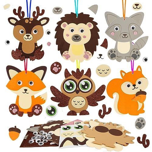 12 Pack Fall Craft Kit for Kids Make You Own Fall Animal Foam Stickers Fall Arts and Crafts DIY for Kids Boys Girls Party Supplies Thanksgiving Autumn Decoration (12 Count)