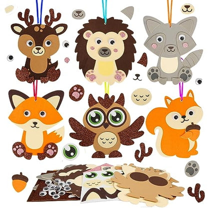 12 Pack Fall Craft Kit for Kids Make You Own Fall Animal Foam Stickers Fall Arts and Crafts DIY for Kids Boys Girls Party Supplies Thanksgiving Autumn Decoration (12 Count)