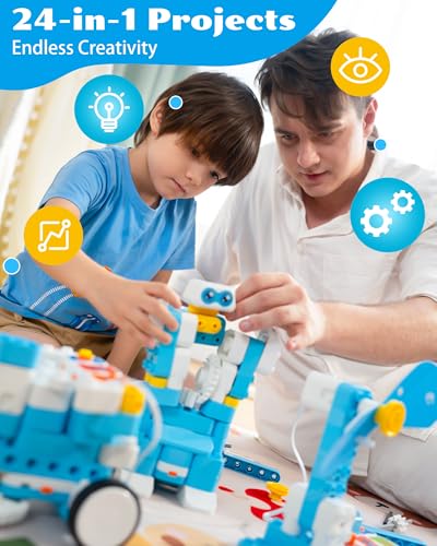 B3 Pro 24-in-1 Coding Robot Kit, Educational STEM Toy, Advanced Smart Programming for Educators, Robot Building Set with Controller&Motor&Sensors for Kids 4-6, 5-7