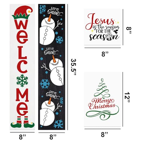 Christmas Stencils for Crafts Reusable Let It Snow Stencil for Porch Signs (12 Count)