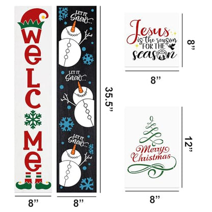 Christmas Stencils for Crafts Reusable Let It Snow Stencil for Porch Signs (12 Count)