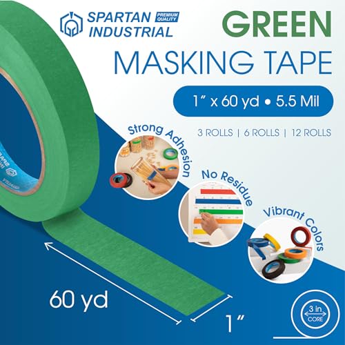 1" X 60 yd Green Masking Tape (12 Count)