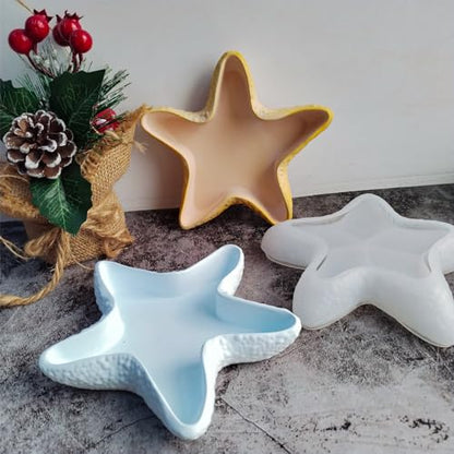 Starfish Tray Silicone Mold Candle Holder Jewelry Plate Resin Tray Display Trinkets Container Storage Dish for Concrete Creative Art Craft Home Decor
