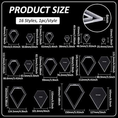 16 Sizes Jewel Quilting Template (16 Count)