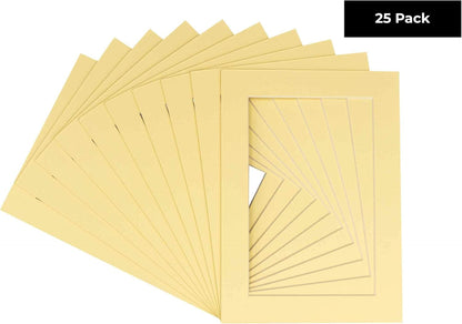11x14 Mat for 8.5x11 Photo - Precut Soft Yellow Picture Matboard for Frames Measuring 11 x 14 Inches - Bevel Cut Matte to Display Art Measuring 8.5 x 11 Inches - Acid Free Pack of 25 MATS